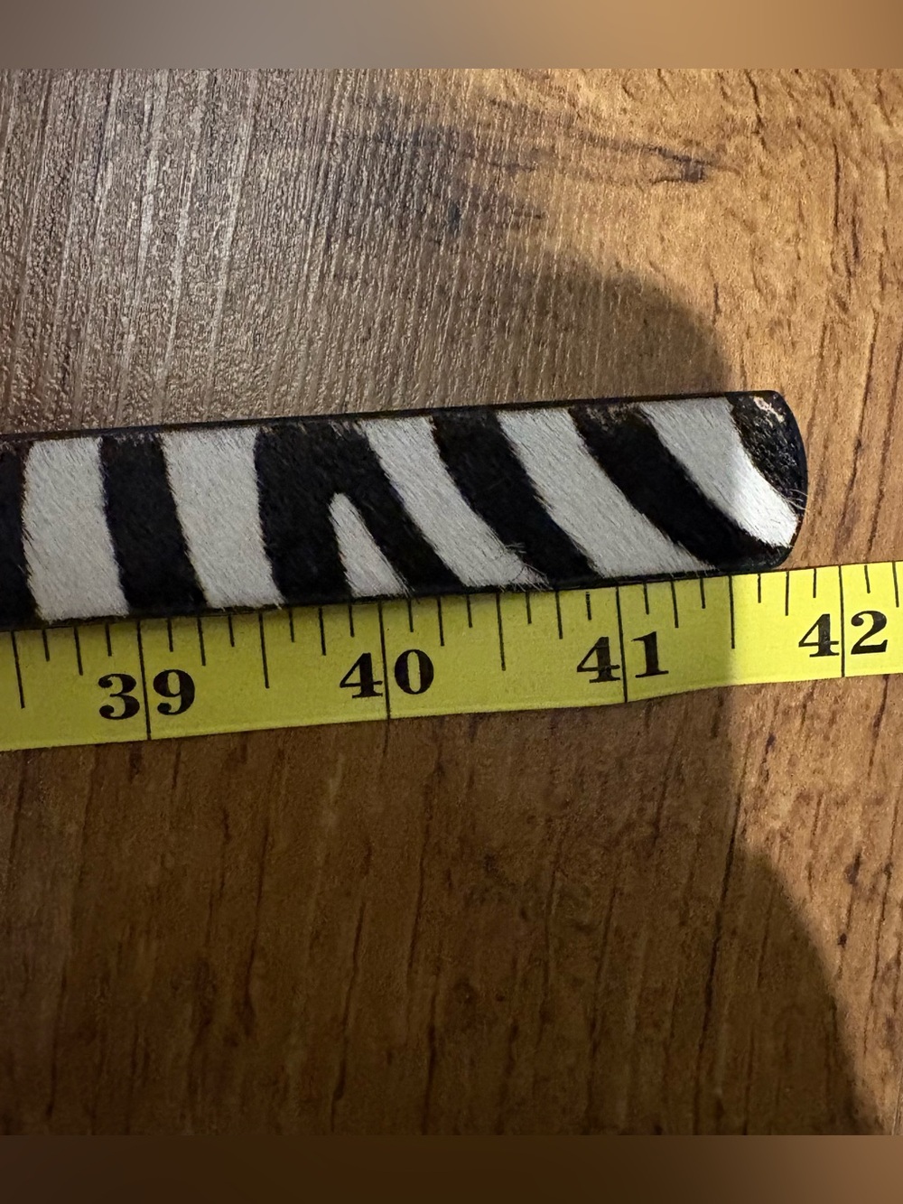 Talbots Zebra Print Skinny Leather Belt Gold Buckle Calf Hair Leather Sz M - Picture 10 of 10